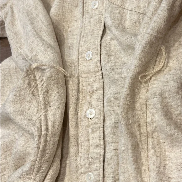 Abercrombie & Fitch Linen Blend Cream Long Sleeve Shirt Dress (Belt Missing) XS - Picture 9 of 12
